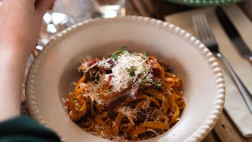En tallrik med pasta på Il Forno Italiano i Uppsala